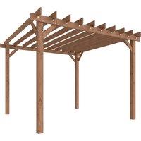 Outsunny 3 x 3 m Wooden Pergola Kit, Garden Pergola Gazebo Grape Trellis with Triangle Supports, Maple Wood-effect
