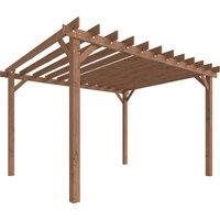 Outsunny 3.6 x 3 m Wooden Pergola Kit, Garden Pergola Gazebo Grape Trellis with Triangle Supports, Maple Wood-effect