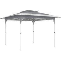 Outsunny 3.5 x 3.5 m Pop Up Gazebo with One-Touch Setup, UPF50+ Double Tier Garden Party Tent Marquee with Carry Bag, Dark Grey