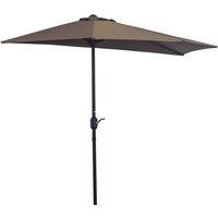 Outsunny 2.7m Balcony Half Parasol Garden Outdoor Umbrella 5 Steel Ribs - Brown Aosom UK