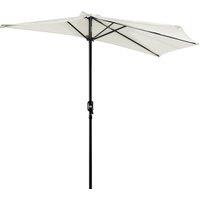 Outsunny 2.7m Balcony Half Parasol 5 Steel Ribs Construction Garden Outdoor Umbrella Cream White Aosom UK