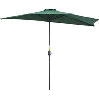 Outsunny 2.7m Balcony Half Parasol 5 Steel Ribs Construction Garden Outdoor Umbrella Green Aosom UK