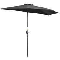 Outsunny 2.7m Balcony Half Parasol 5 Steel Ribs Construction Garden Outdoor Umbrella Black Aosom UK