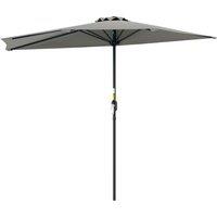 Outsunny Half Round Parasol Umbrella - Light Grey
