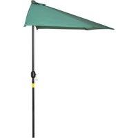 Outsunny Waterproof 3(m) Half Parasol Semi Round Umbrella Patio Metal Frame Crank Handle for Balcony-- NO BASE INCLUDED, Green Aosom UK