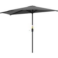 Outsunny 3(m) Half Parasol, Semi Round Umbrella with Metal Frame, Crank Handle for Balcony, Garden, Dark Grey
