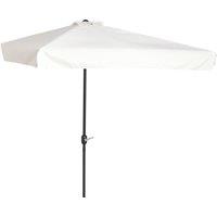 Outsunny Waterproof Half Parasol, 2.3m Semi-Round Patio Umbrella with Crank Handle for Balcony, Cream White Aosom UK