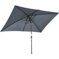 Outsunny 3x2m Patio Parasol Garden Umbrellas Canopy with Aluminum Tilt Crank Rectangular Sun Shade Steel, Dark Grey Aosom UK