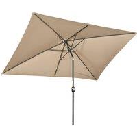 Outsunny 3x2m Patio Parasol Garden Umbrellas Canopy with Aluminum Tilt Crank Rectangular Sun Shade Steel, Khaki