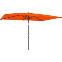 Outsunny 3x2m Patio Parasol Garden Umbrellas Canopy with Aluminium Tilt Crank Rectangular Sun Shade Steel, Orange