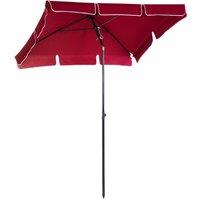 Outsunny Rectangular Patio Parasol: Red Aluminium Sun Umbrella with Tilt Function, 2M x 1.25M Shade Canopy Aosom UK