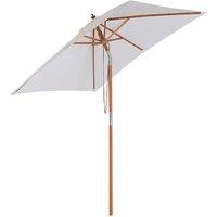 Outsunny Waterproof Garden Parasol, 2m x 1.5m, Fir Wooden Pole, 6 Ribs, Tilt Mechanism, Sunshade Canopy, Cream White Aosom UK