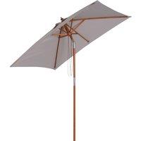 Outsunny Waterproof 2m x 1.5m Patio Garden Parasol Sun Umbrella Sunshade Canopy Outdoor Furniture Fir Wooden Pole 6 Ribs Tilt Mechanism Aosom UK