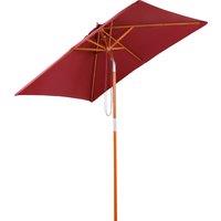 Outsunny 2 x 1.5m Patio Garden Parasol Sun Umbrella Sunshade Canopy Outdoor Backyard Furniture Fir Wooden Pole 6 Ribs Tilt Mechanism - Wine Red