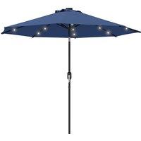 Outsunny 2.7m Outdoor Garden Umbrella with 24 LEDs Lights, Blue