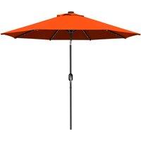 Outsunny 2.7m Outdoor Patio Garden Umbrella Parasol with Tilt Crank and 24 LEDs Lights, Orange