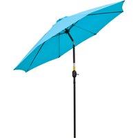 Outsunny 2.6M Patio Sun Umbrella with Tilt, Crank, 8 Ribs Aluminium Frame, Shade Shelter Canopy, Blue Aosom UK