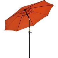 Outsunny 2.6M Patio Parasol Sun Umbrella, Tilt Shade Shelter Canopy with Crank 8 Ribs Aluminium Frame, Orange Aosom UK