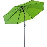 Outsunny 2.7M Patio Parasol Sun Umbrella, Tilt Shade Shelter Canopy with Crank 8 Ribs Aluminium Frame, Light Green