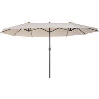 Outsunny Waterproof 4.6m Garden Parasol Double-Sided Sun Umbrella Patio Market Shelter Canopy Shade Outdoor Beige - NO BASE Aosom UK