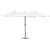 Outsunny 4.6m Garden Parasol Double-Sided Sun Umbrella Patio Market Shelter Canopy Shade Outdoor with Cross Base Off White Aosom UK