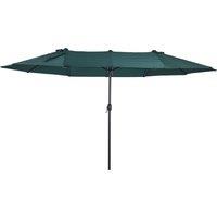 Outsunny Waterproof 4.6m Garden Parasol Double-Sided Sun Umbrella Patio Market Shelter Canopy Shade Outdoor Green Aosom UK