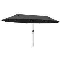 Outsunny Waterproof 4.6m Double-Sided Patio Parasol Sun Umbrella-Black Aosom UK