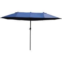 Outsunny Waterproof 4.6m Garden Parasol Double-Sided Sun Umbrella Patio Market Shelter Canopy Shade Outdoor Blue - NO BASE Aosom UK