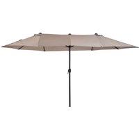 Outsunny 4.6m Garden Parasol Double-Sided Sun Umbrella Patio Market Shelter Canopy Shade Outdoor Tan - NO BASE