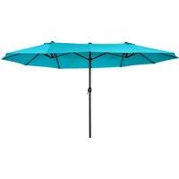 Outsunny Waterproof 4.6m Double-Sided Patio Parasol Sun Umbrella-Blue Aosom UK
