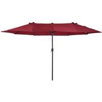 Outsunny Waterproof 4.6m Double-Sided Patio Parasol Sun Umbrella-Wine Red Aosom UK