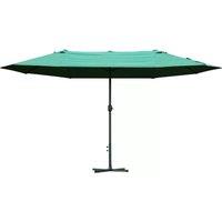 Outsunny 4.6m Garden Parasol Double-Sided Sun Umbrella Patio Market Shelter Canopy Shade Outdoor Dark Green