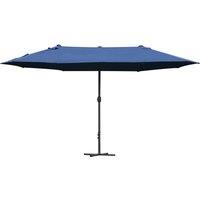Outsunny Waterproof 4.6m Garden Parasol Double-Sided Sun Umbrella Patio Market Shelter Canopy Shade Outdoor with Cross Base Blue Aosom UK