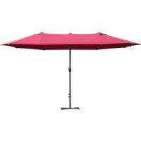 Outsunny 4.6m Garden Parasol Double-Sided Sun Umbrella Patio Market Shelter Canopy Shade Outdoor Wine Red Aosom UK