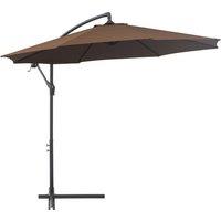 Outsunny 3m Garden Umbrella, Cantilever Parasol, Hanging Umbrella with Steel Frame for Patio Sun Shade, Brown Aosom UK