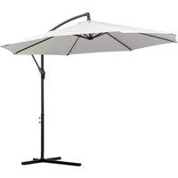 Outsunny 3m Banana Parasol, Hanging Cantilever Umbrella with Crank Handle, 8 Ribs and Cross Base for Outdoor Sun Shade, Cream White Aosom UK