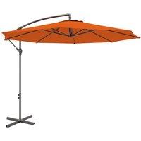 Outsunny 2.45m Overhanging Cantilever Parasol, with Cross Base - Orange