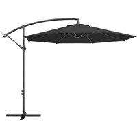 Outsunny 3 m Overhanging Cantilever Parasol, with Cross Base - Black