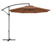 Outsunny 3 m Overhanging Cantilever Parasol, with Cross Base - Coffee