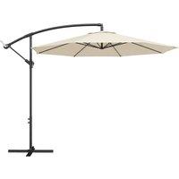 Outsunny 3 m Overhanging Cantilever Parasol, with Cross Base - Cream White