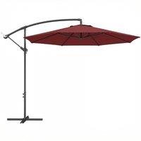 Outsunny 3 m Overhanging Cantilever Parasol, with Cross Base - Wine Red