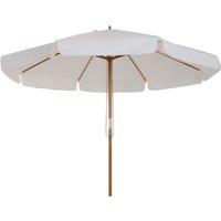 Outsunny 3.3(m) Garden Parasol Umbrella, Outdoor Sun Shade Canopy with 8 Bamboo Ribs, Ruffles and Wood Pole, Cream White