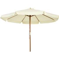 Outsunny 3.3(m) Patio Umbrella, Garden Parasol, Outdoor Sun Shade Canopy with 8 Bamboo Ribs, Ruffles and Wood Pole, Beige