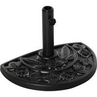 Outsunny Half Round Parasol Base Weighted Umbrella Holder Stand Balcony Black Aosom UK