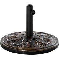 Outsunny 13kg Round Umbrella Base Outdoor Parasol Base Weight Stand Holder for Outdoor Garden Bronze Tone Aosom UK