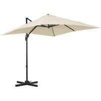 Outsunny 2.5 x 2.5m Patio Offset Parasol Umbrella Cantilever Hanging Aluminium Sun Shade Canopy Shelter 360 Rotation w/Crank Handle, Cream White