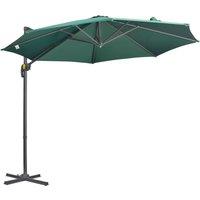 Outsunny Cantilever Parasol 3x3m with Cross Base, 360 Rotating Garden Umbrella with Crank Handle and Tilt, Green Aosom UK