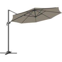 Outsunny 3 x 3(m) Cantilever Parasol with Cross Base, Garden Umbrella with 360 Rotation, Crank Handle and Tilt for Outdoor, Light Grey