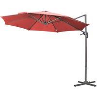 Outsunny 3 x 3(m) Cantilever Parasol with Cross Base Crank Handle - Wine Red Aosom UK