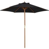 Outsunny 2.5m Garden Parasol: Wooden Outdoor Umbrella with Weather-Resistant Black Canopy Aosom UK